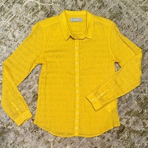 Everlane Women's Yellow Button-Down Crinkle Shirt Size 2